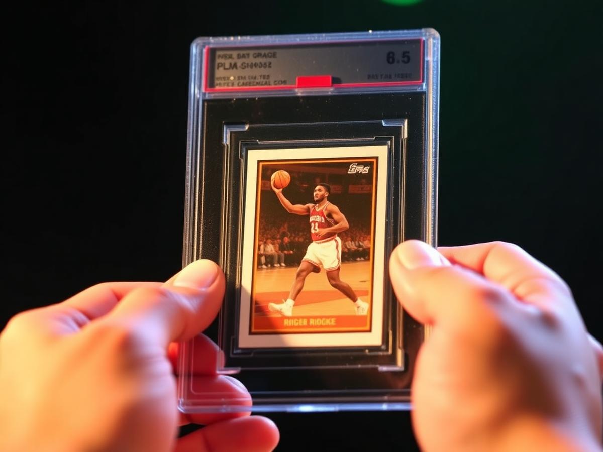 Hands holding a graded NBA basketball trading card